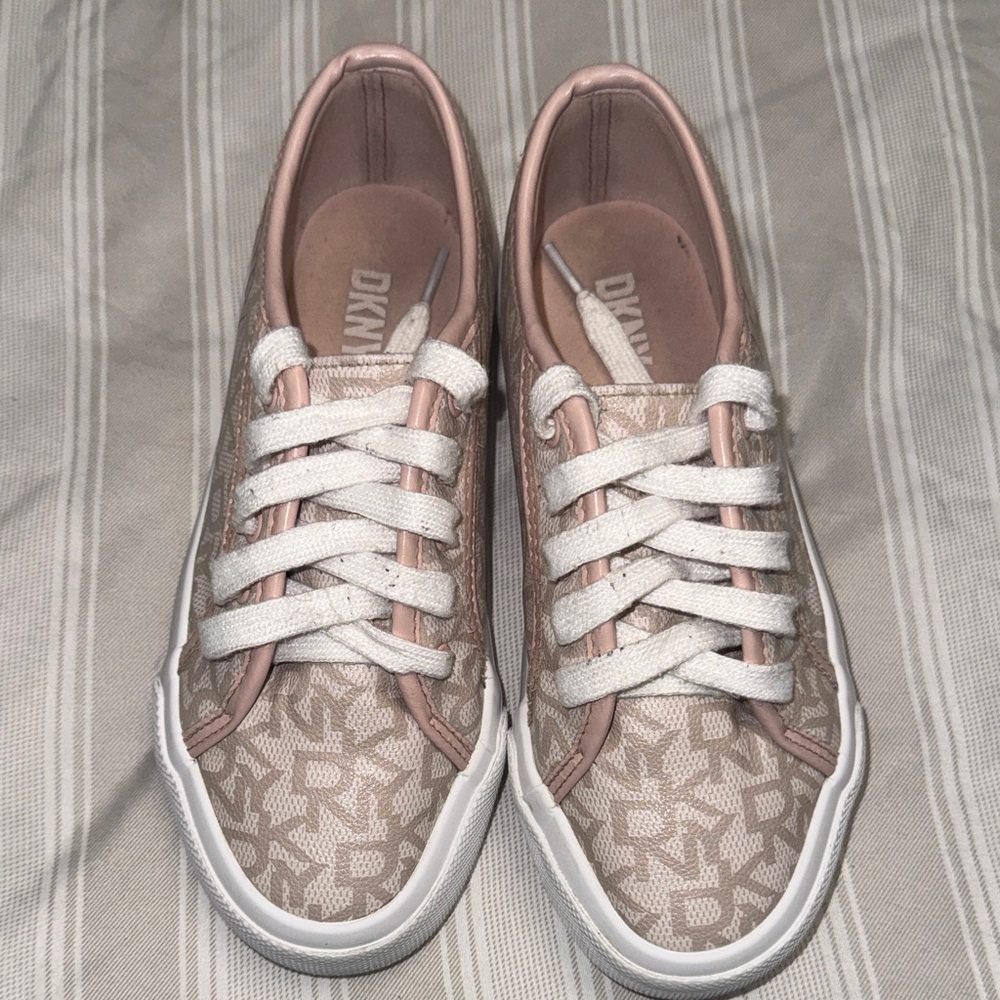 DKNY Kids Tan and White Sneakers